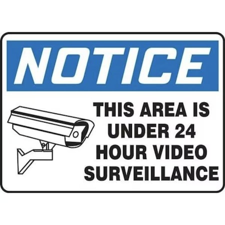 Accuform THIS AREA IS UNDER 24 HOUR VIDEO SURVEILLANCE, Adhesive Dura-Vinyl, 7 in x 10 in, Adhesive MASE806XV